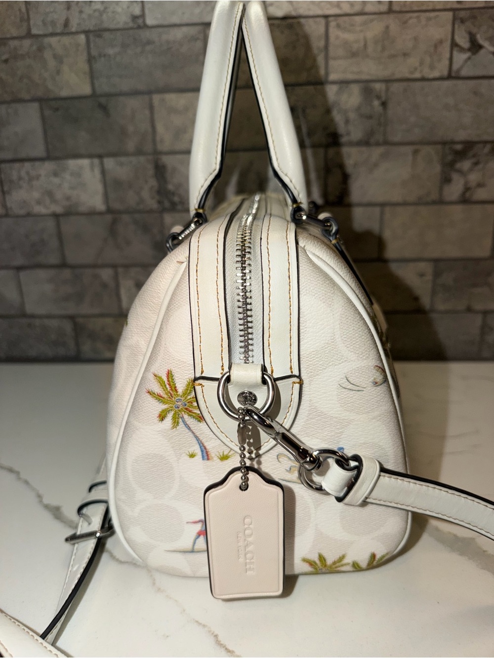 Coach Medium 2023 Rowan Hula Signature Chalk Print Satchel - Picture 2 of 5